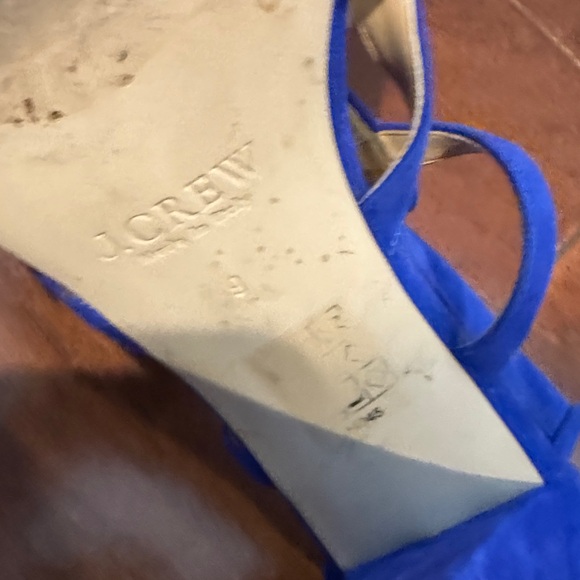 J. Crew Royal electric Blue suede like  Strappy Heels women’s size 9 - Picture 4 of 10
